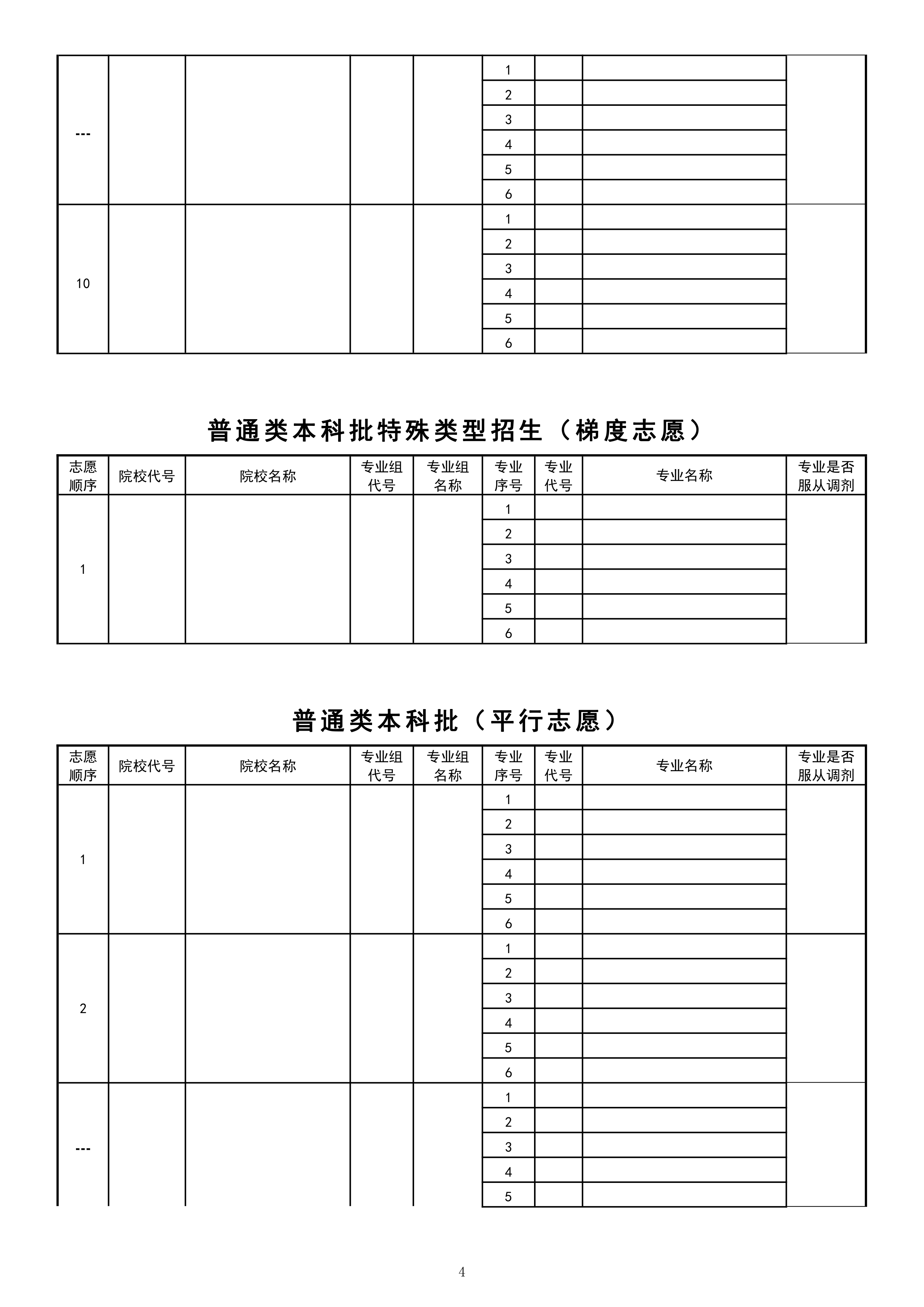 2024高考志愿填报表格电子版:含本科批,专科批